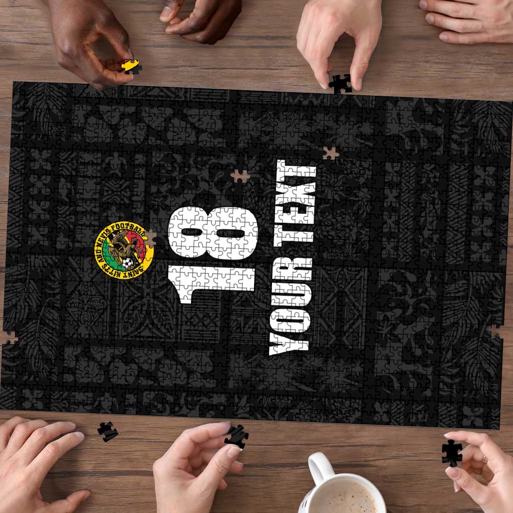 Custom Saint Kitts And Nevis Football Puzzle Sugar Boyz Black Version - Wonder Print Shop