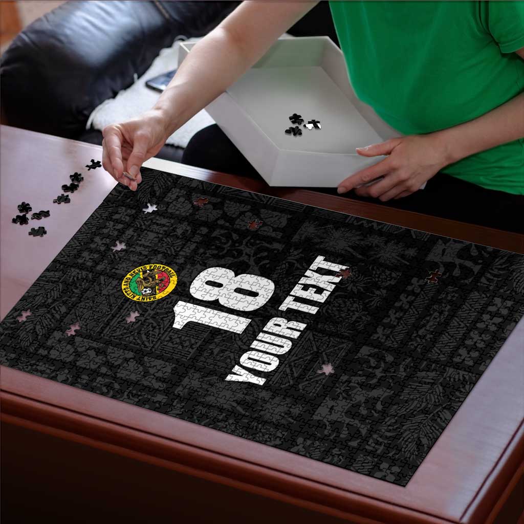 Custom Saint Kitts And Nevis Football Puzzle Sugar Boyz Black Version - Wonder Print Shop