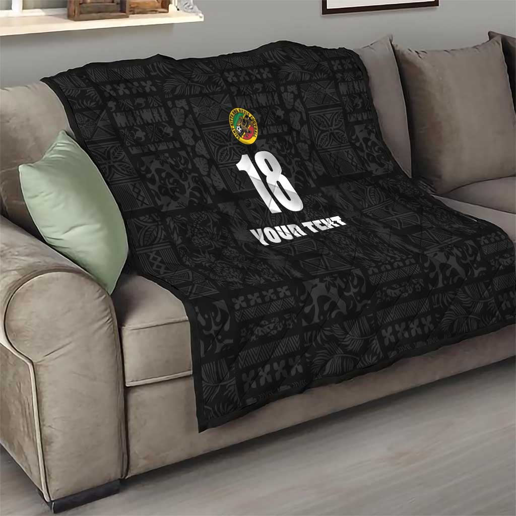 Custom Saint Kitts And Nevis Football Quilt Sugar Boyz Black Version - Wonder Print Shop