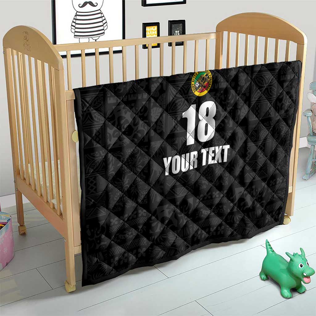 Custom Saint Kitts And Nevis Football Quilt Sugar Boyz Black Version - Wonder Print Shop