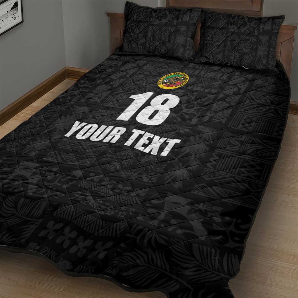 Custom Saint Kitts And Nevis Football Quilt Bed Set Sugar Boyz Black Version - Wonder Print Shop