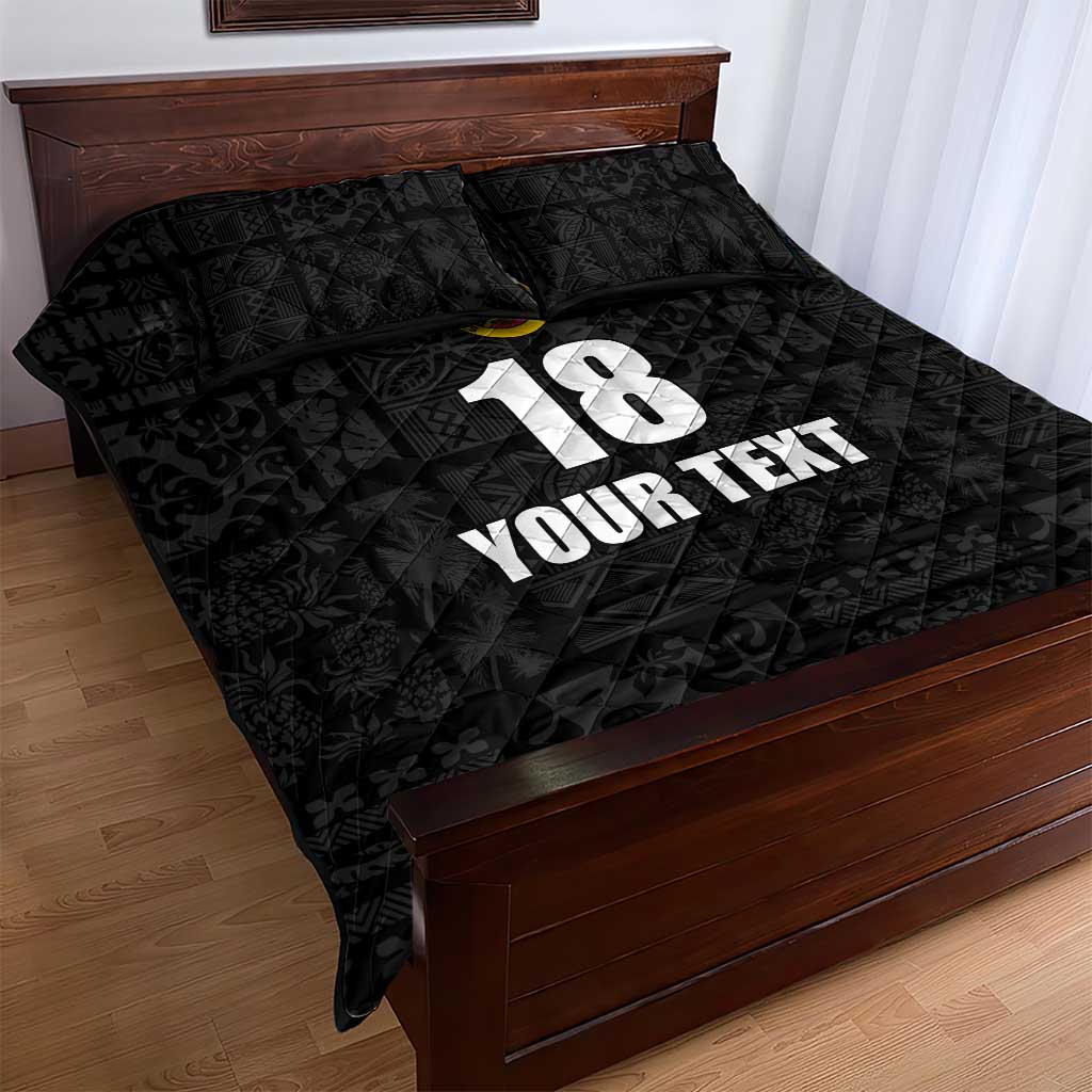Custom Saint Kitts And Nevis Football Quilt Bed Set Sugar Boyz Black Version - Wonder Print Shop