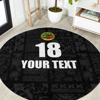 Custom Saint Kitts And Nevis Football Round Carpet Sugar Boyz Black Version - Wonder Print Shop