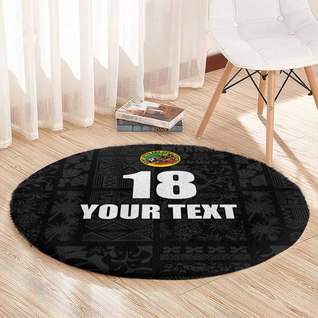 Custom Saint Kitts And Nevis Football Round Carpet Sugar Boyz Black Version - Wonder Print Shop