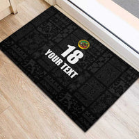 Custom Saint Kitts And Nevis Football Rubber Doormat Sugar Boyz Black Version - Wonder Print Shop