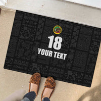 Custom Saint Kitts And Nevis Football Rubber Doormat Sugar Boyz Black Version - Wonder Print Shop