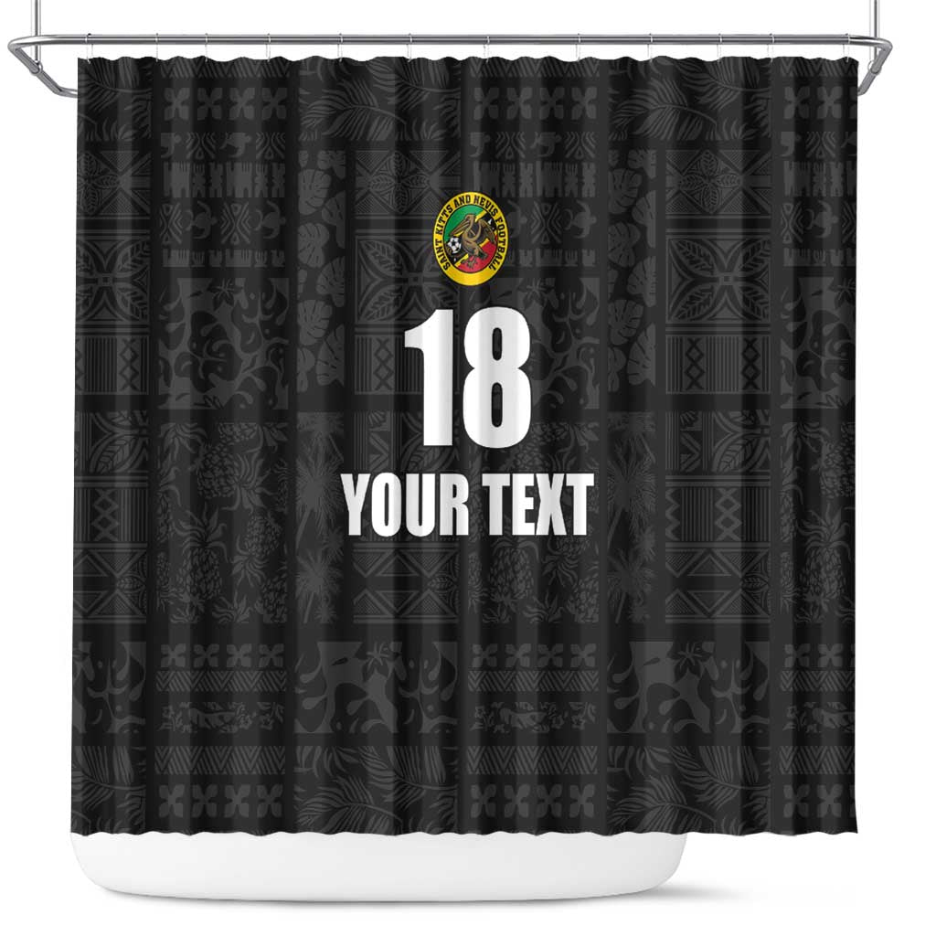 Custom Saint Kitts And Nevis Football Shower Curtain Sugar Boyz Black Version - Wonder Print Shop