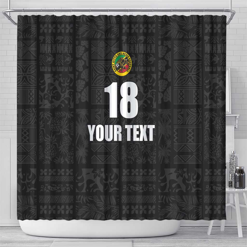 Custom Saint Kitts And Nevis Football Shower Curtain Sugar Boyz Black Version - Wonder Print Shop