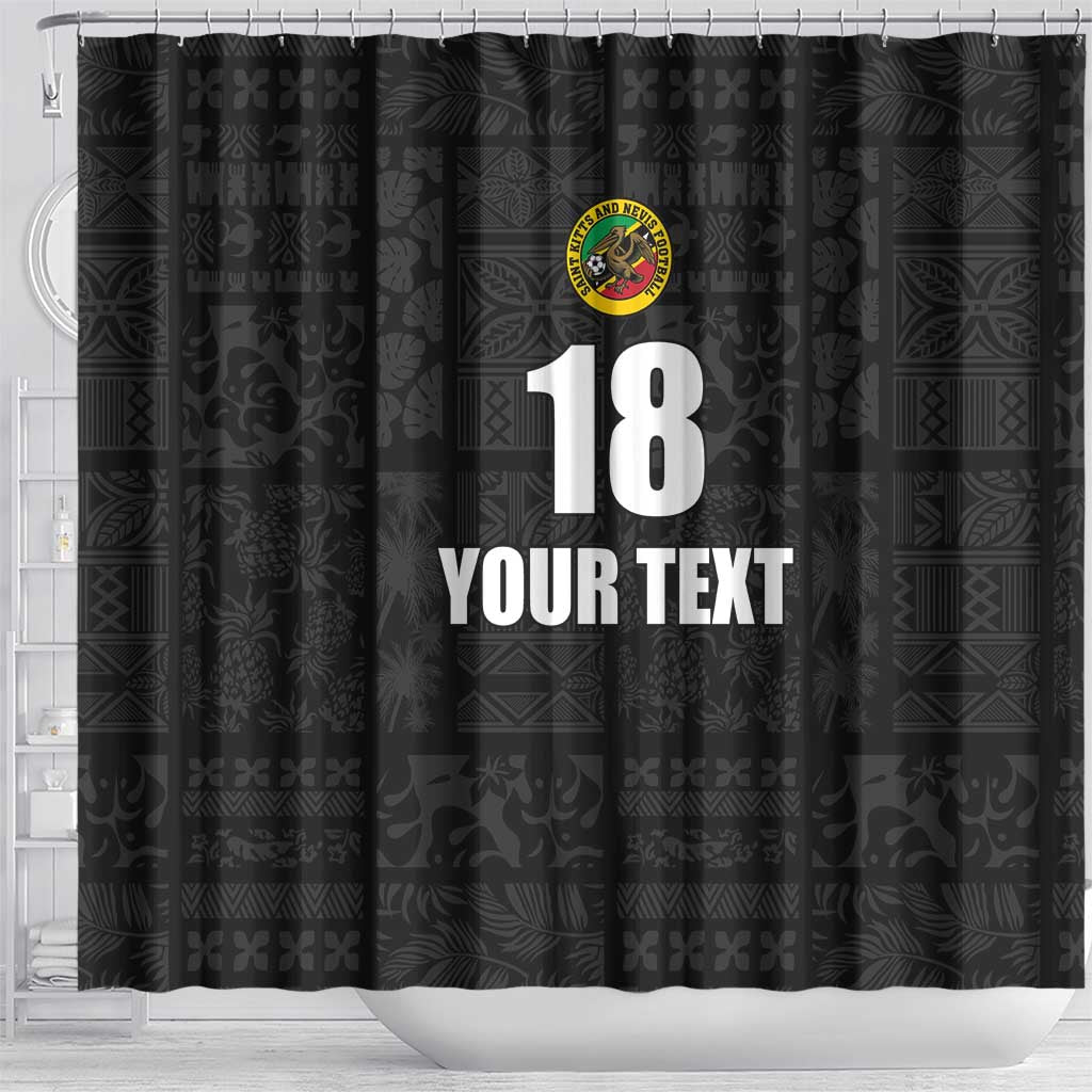 Custom Saint Kitts And Nevis Football Shower Curtain Sugar Boyz Black Version - Wonder Print Shop