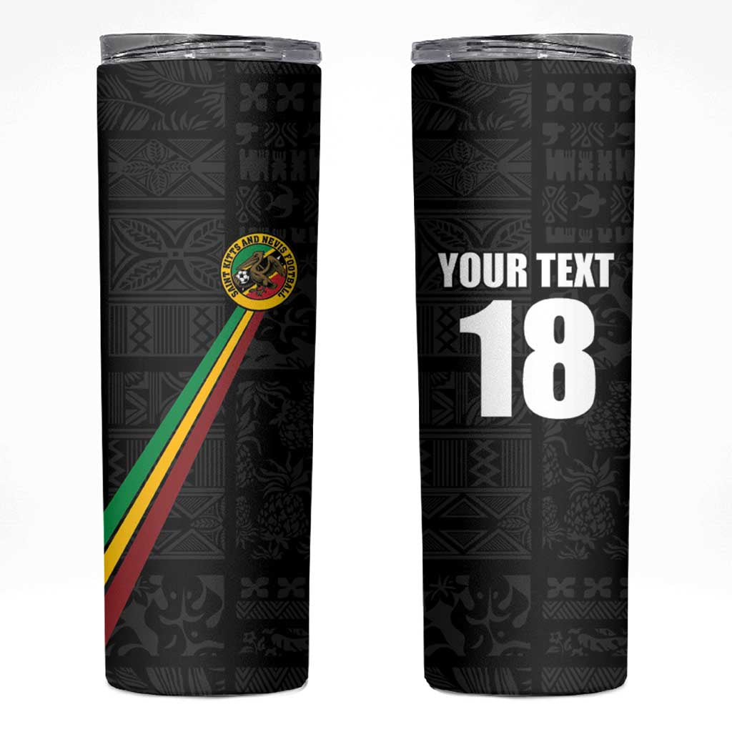 Custom Saint Kitts And Nevis Football Skinny Tumbler Sugar Boyz Black Version - Wonder Print Shop