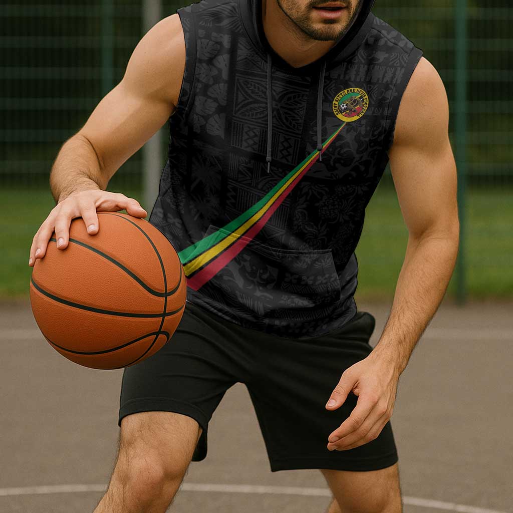 Custom Saint Kitts And Nevis Football Sleeveless Hoodie Sugar Boyz Black Version - Wonder Print Shop