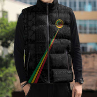 Custom Saint Kitts And Nevis Football Sleeveless Puffer Jacket Sugar Boyz Black Version - Wonder Print Shop