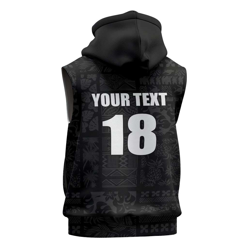 Custom Saint Kitts And Nevis Football Sleeveless Zip Hoodie Sugar Boyz Black Version - Wonder Print Shop
