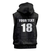 Custom Saint Kitts And Nevis Football Sleeveless Zip Hoodie Sugar Boyz Black Version - Wonder Print Shop