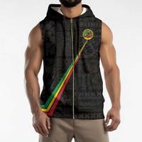 Custom Saint Kitts And Nevis Football Sleeveless Zip Hoodie Sugar Boyz Black Version - Wonder Print Shop