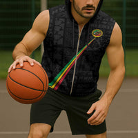 Custom Saint Kitts And Nevis Football Sleeveless Zip Hoodie Sugar Boyz Black Version - Wonder Print Shop