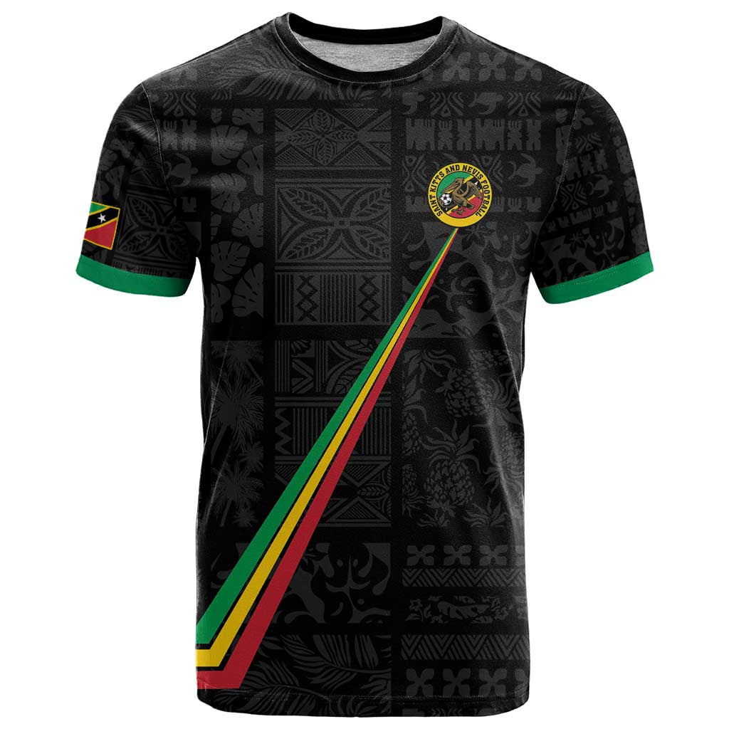 Custom Saint Kitts And Nevis Football T Shirt Sugar Boyz Black Version - Wonder Print Shop