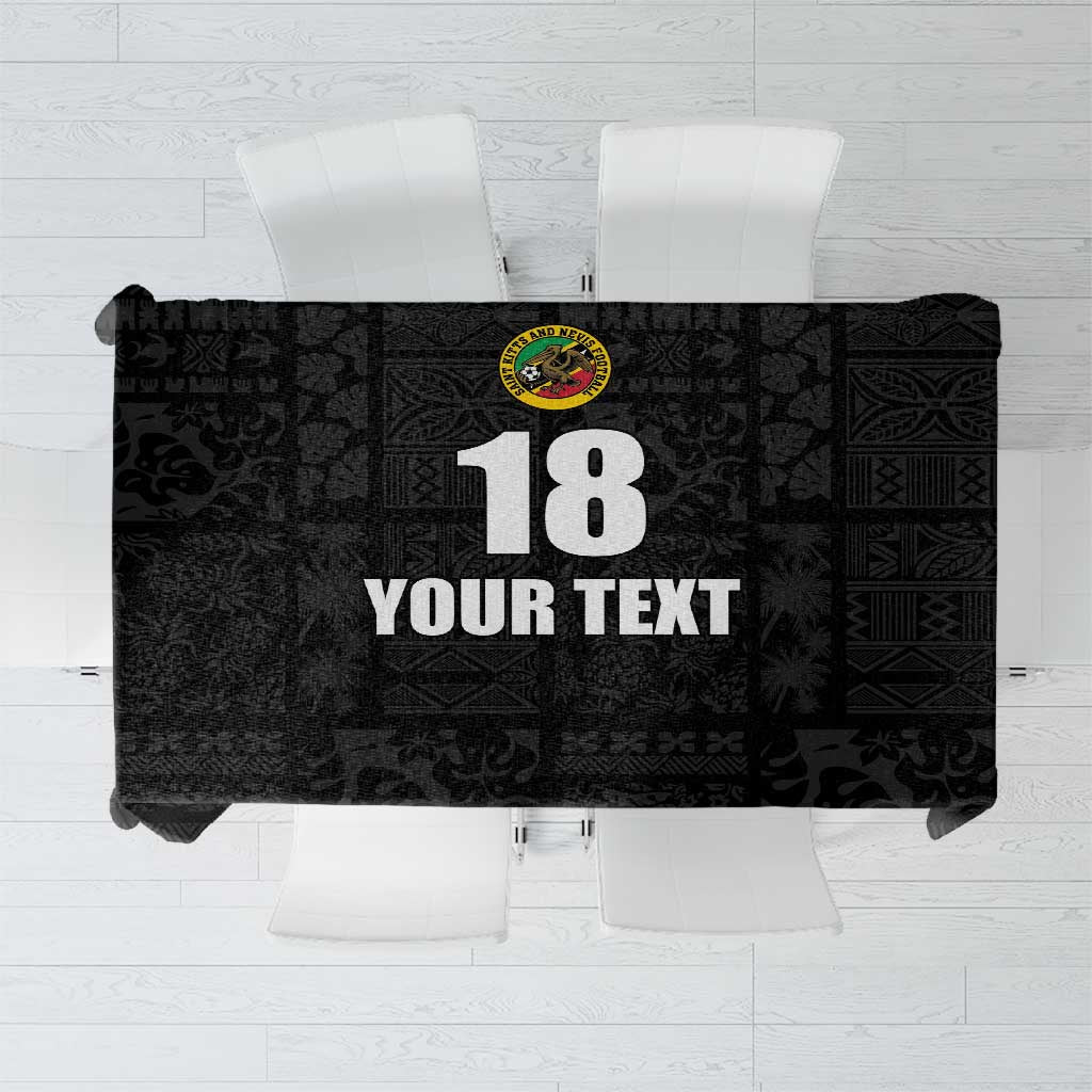 Custom Saint Kitts And Nevis Football Tablecloth Sugar Boyz Black Version - Wonder Print Shop