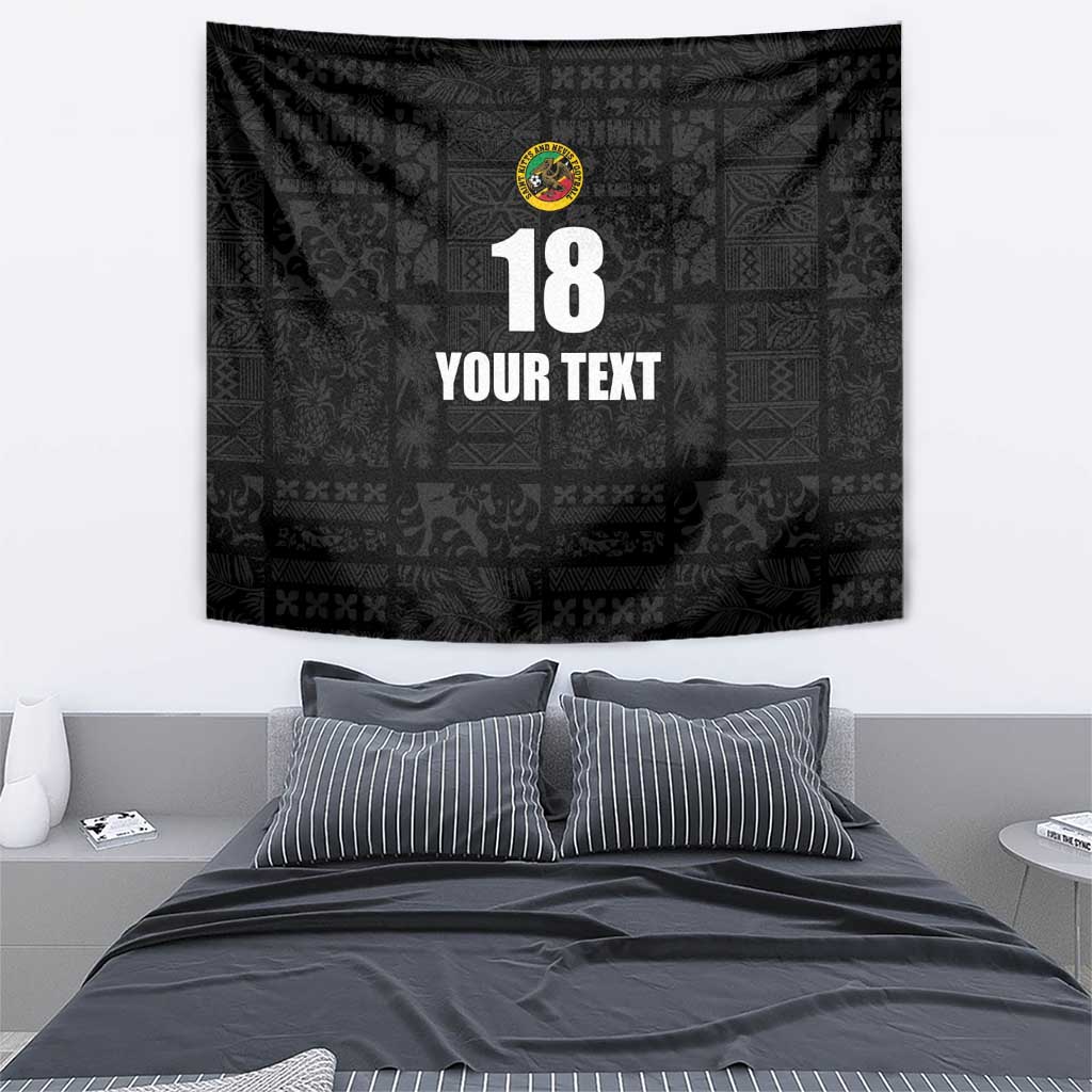 Custom Saint Kitts And Nevis Football Tapestry Sugar Boyz Black Version - Wonder Print Shop