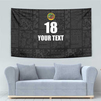 Custom Saint Kitts And Nevis Football Tapestry Sugar Boyz Black Version - Wonder Print Shop