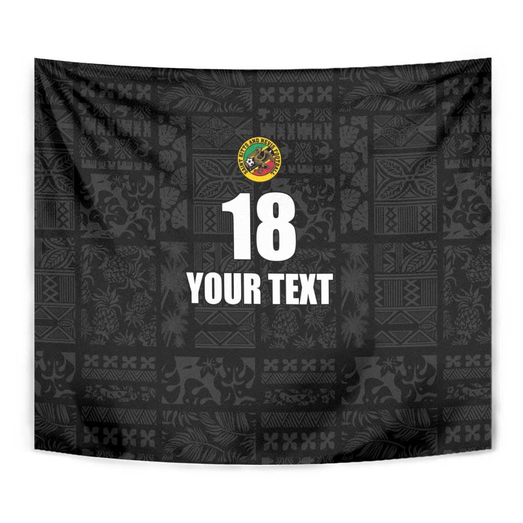 Custom Saint Kitts And Nevis Football Tapestry Sugar Boyz Black Version - Wonder Print Shop