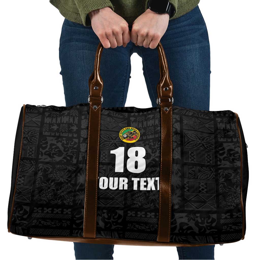 Custom Saint Kitts And Nevis Football Travel Bag Sugar Boyz Black Version - Wonder Print Shop