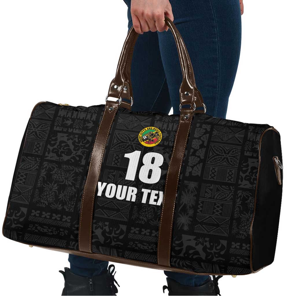 Custom Saint Kitts And Nevis Football Travel Bag Sugar Boyz Black Version - Wonder Print Shop