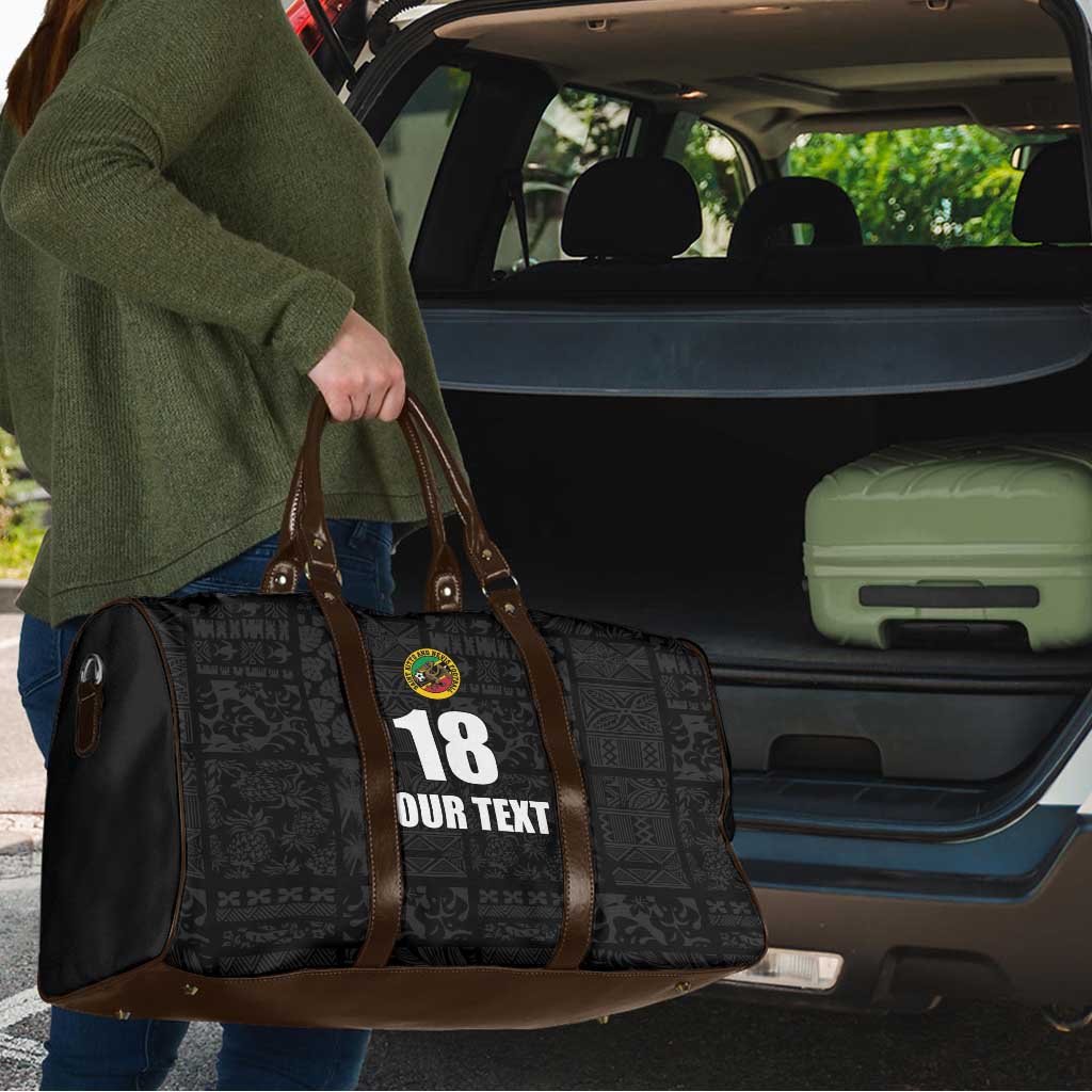 Custom Saint Kitts And Nevis Football Travel Bag Sugar Boyz Black Version - Wonder Print Shop