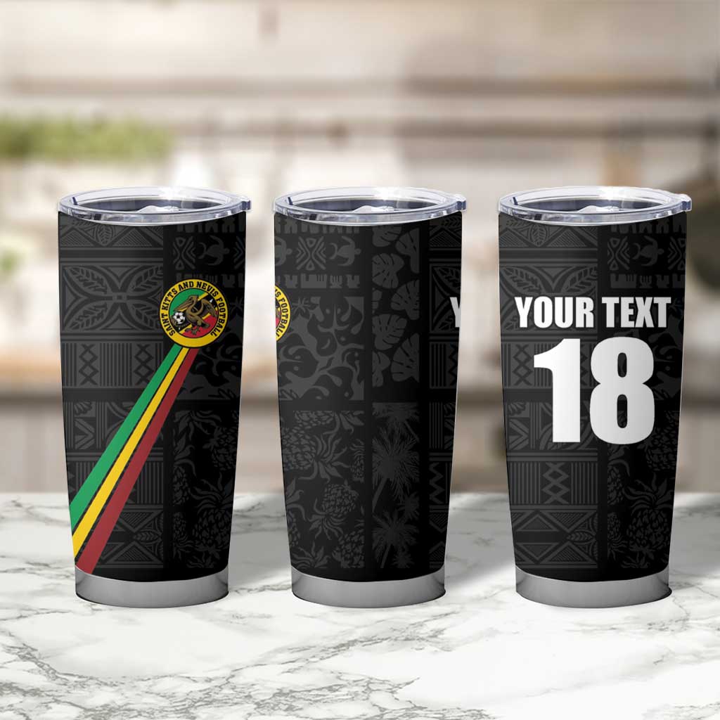 Custom Saint Kitts And Nevis Football Tumbler Cup Sugar Boyz Black Version - Wonder Print Shop