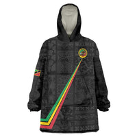 Custom Saint Kitts And Nevis Football Wearable Blanket Hoodie Sugar Boyz Black Version - Wonder Print Shop
