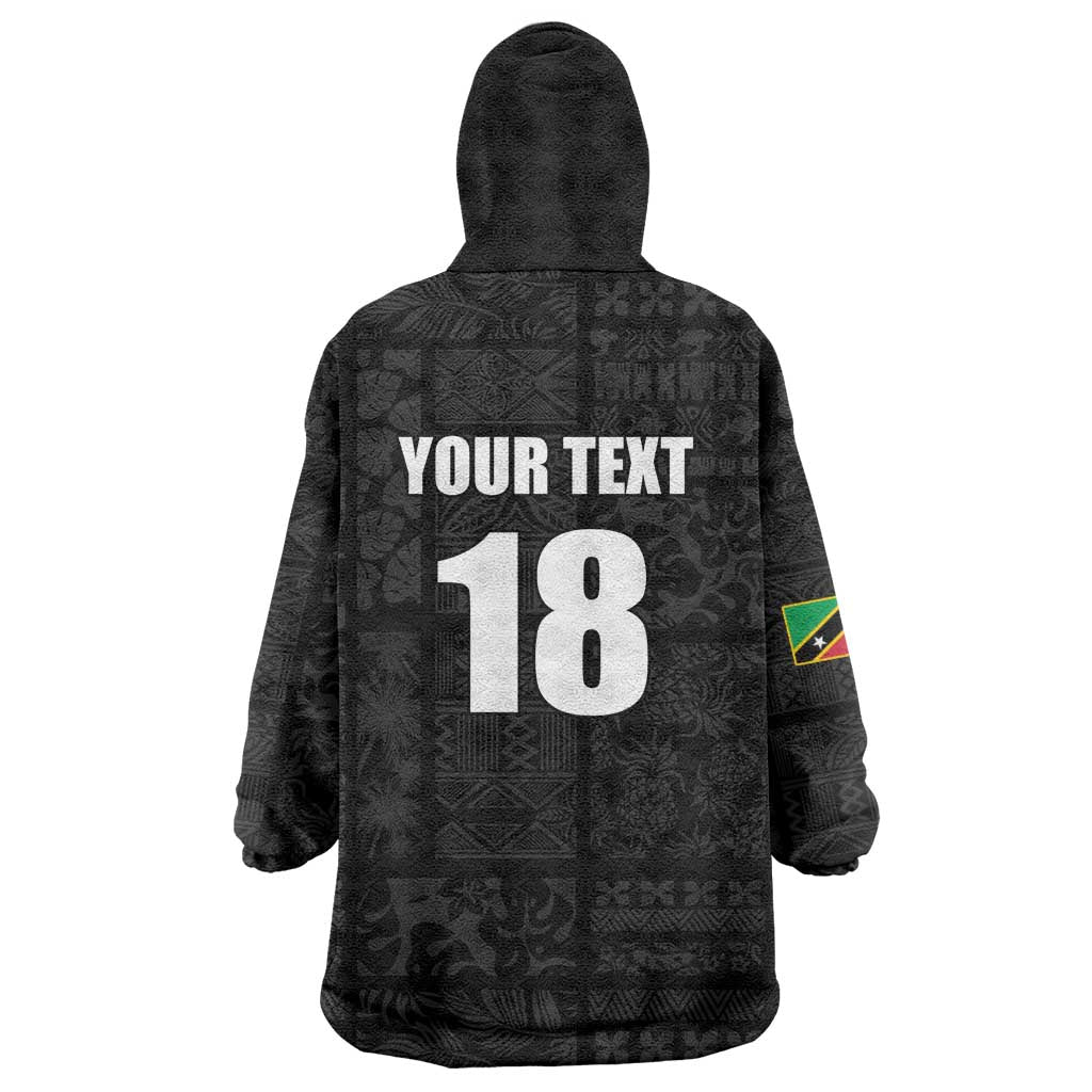 Custom Saint Kitts And Nevis Football Wearable Blanket Hoodie Sugar Boyz Black Version - Wonder Print Shop