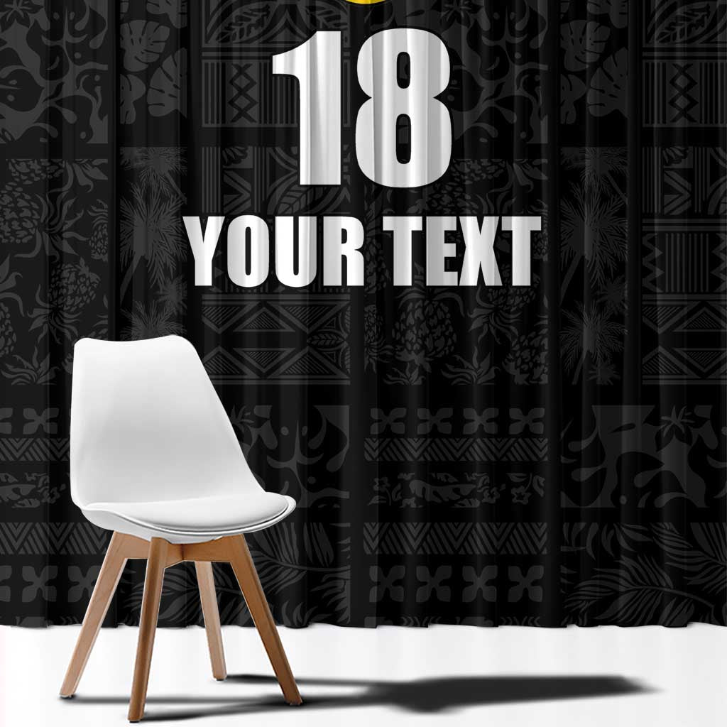 Custom Saint Kitts And Nevis Football Window Curtain Sugar Boyz Black Version - Wonder Print Shop