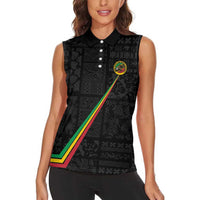 Custom Saint Kitts And Nevis Football Women Sleeveless Polo Shirt Sugar Boyz Black Version - Wonder Print Shop