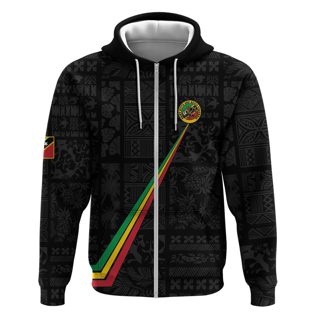 Custom Saint Kitts And Nevis Football Zip Hoodie Sugar Boyz Black Version - Wonder Print Shop