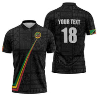 Custom Saint Kitts And Nevis Football Zipper Polo Shirt Sugar Boyz Black Version - Wonder Print Shop