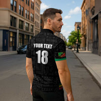 Custom Saint Kitts And Nevis Football Zipper Polo Shirt Sugar Boyz Black Version - Wonder Print Shop