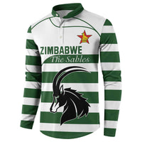 Custom Zimbabwe Rugby Button Sweatshirt The Sables Go Champion - Wonder Print Shop