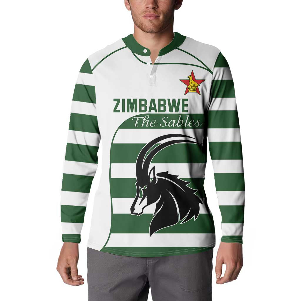 Custom Zimbabwe Rugby Button Sweatshirt The Sables Go Champion - Wonder Print Shop