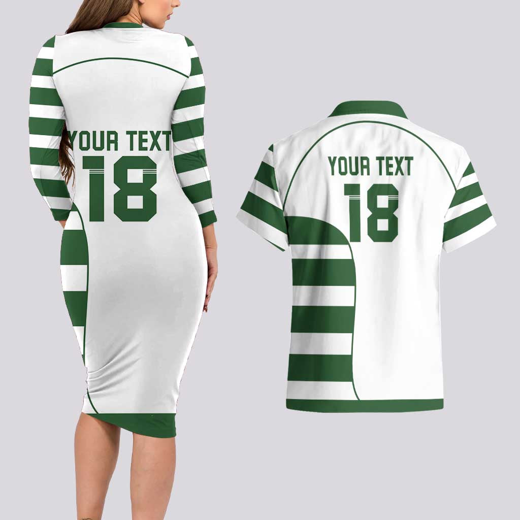 Custom Zimbabwe Rugby Couples Matching Long Sleeve Bodycon Dress and Hawaiian Shirt The Sables Go Champion - Wonder Print Shop