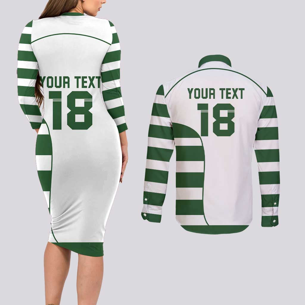 Custom Zimbabwe Rugby Couples Matching Long Sleeve Bodycon Dress and Long Sleeve Button Shirt The Sables Go Champion - Wonder Print Shop