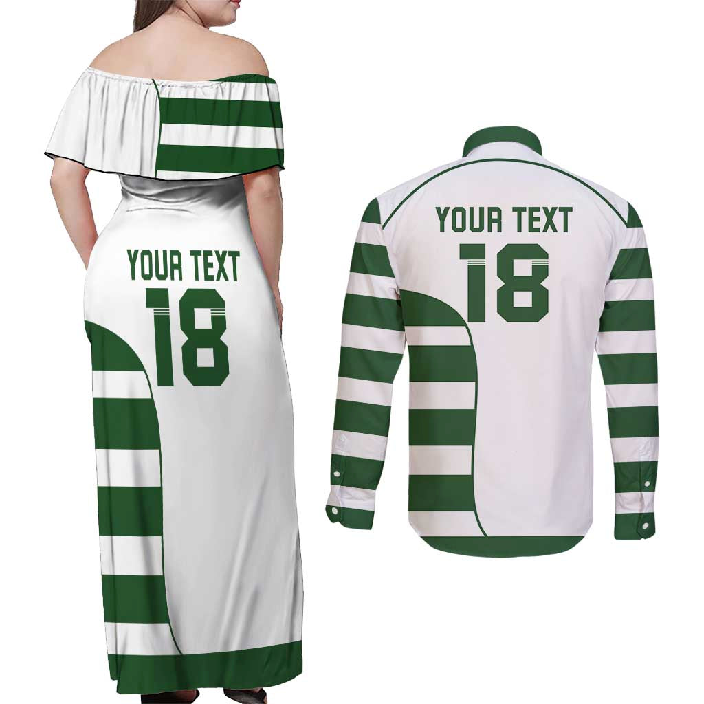 Custom Zimbabwe Rugby Couples Matching Off Shoulder Maxi Dress and Long Sleeve Button Shirt The Sables Go Champion - Wonder Print Shop