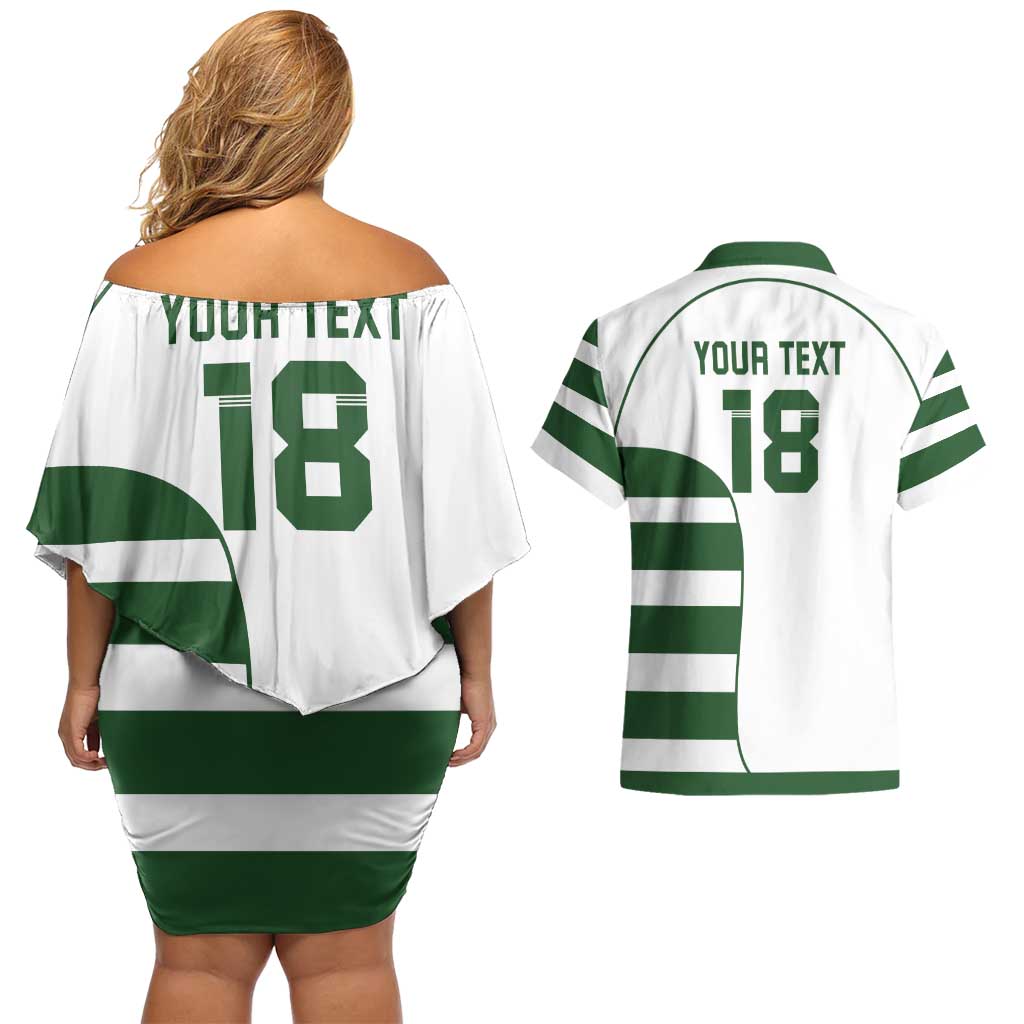 Custom Zimbabwe Rugby Couples Matching Off Shoulder Short Dress and Hawaiian Shirt The Sables Go Champion - Wonder Print Shop