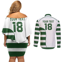 Custom Zimbabwe Rugby Couples Matching Off Shoulder Short Dress and Long Sleeve Button Shirt The Sables Go Champion - Wonder Print Shop