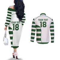Custom Zimbabwe Rugby Couples Matching Off The Shoulder Long Sleeve Dress and Long Sleeve Button Shirt The Sables Go Champion - Wonder Print Shop