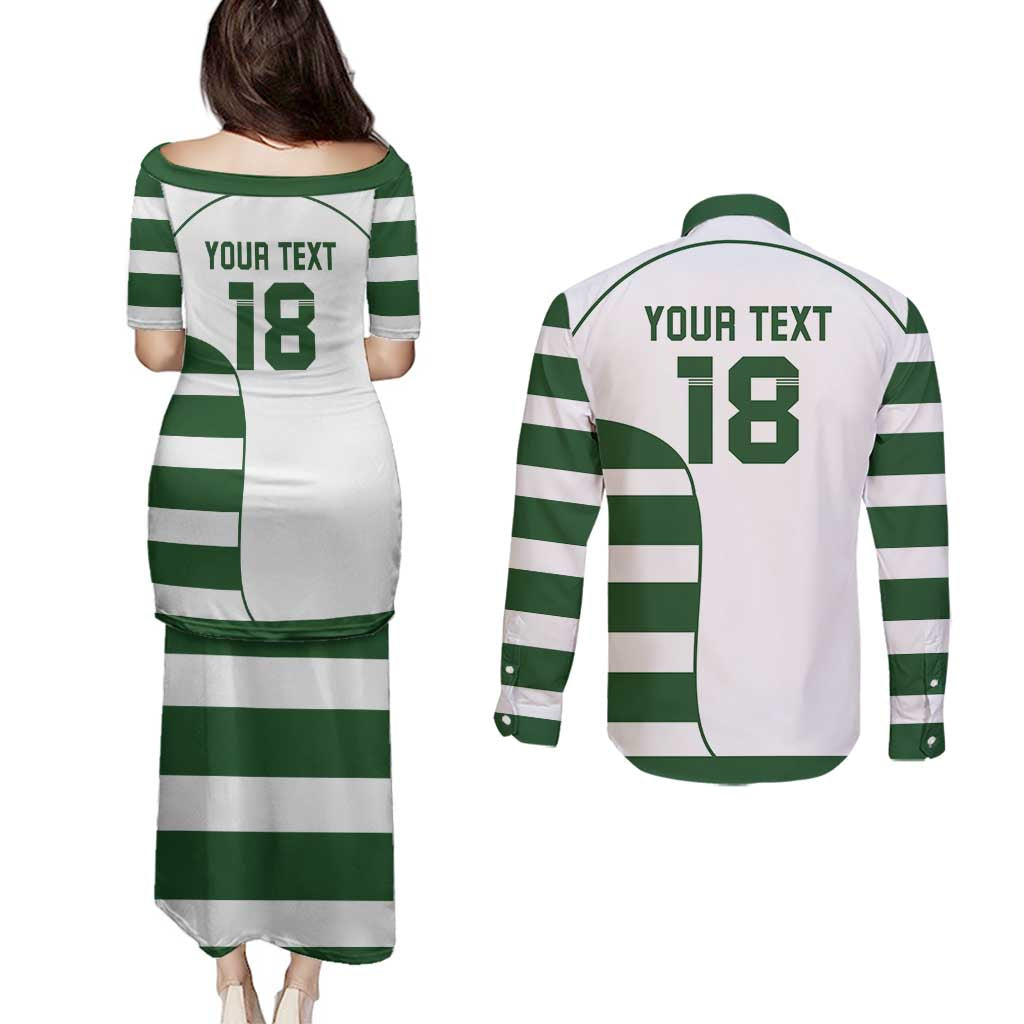 Custom Zimbabwe Rugby Couples Matching Puletasi and Long Sleeve Button Shirt The Sables Go Champion - Wonder Print Shop