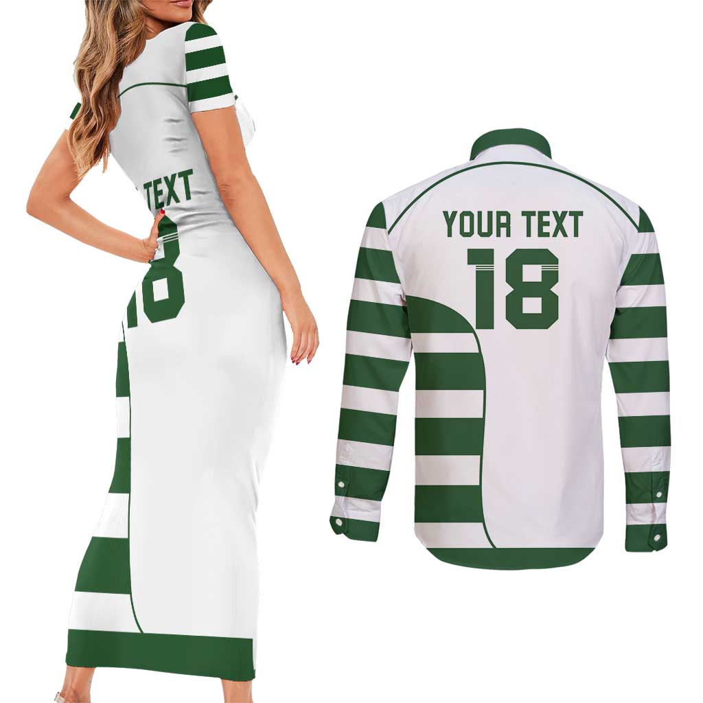 Custom Zimbabwe Rugby Couples Matching Short Sleeve Bodycon Dress and Long Sleeve Button Shirt The Sables Go Champion - Wonder Print Shop