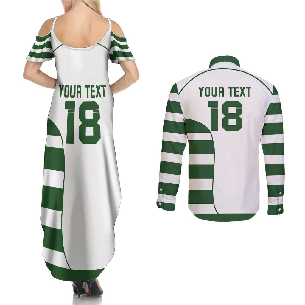 Custom Zimbabwe Rugby Couples Matching Summer Maxi Dress and Long Sleeve Button Shirt The Sables Go Champion - Wonder Print Shop