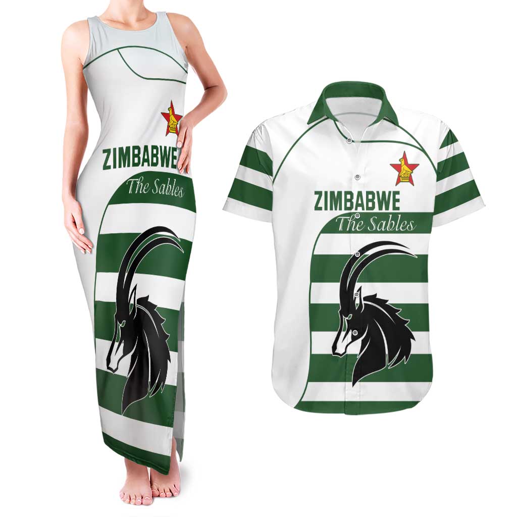Custom Zimbabwe Rugby Couples Matching Tank Maxi Dress and Hawaiian Shirt The Sables Go Champion - Wonder Print Shop