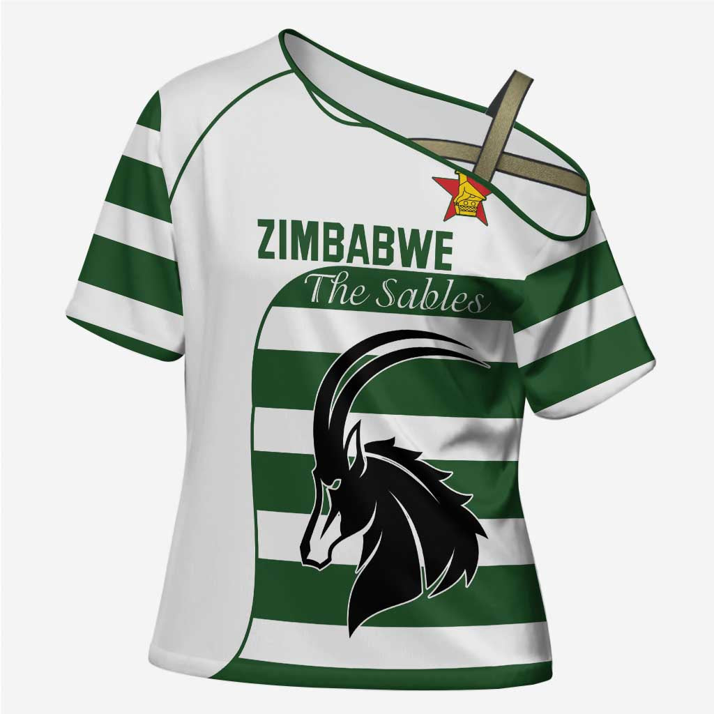 Custom Zimbabwe Rugby Cross Shoulder Shirt The Sables Go Champion - Wonder Print Shop