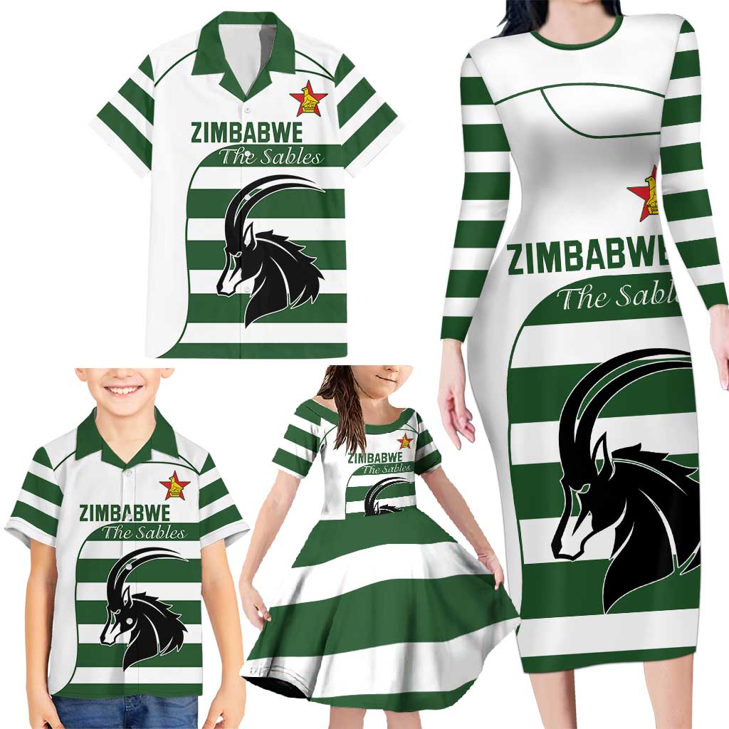 Custom Zimbabwe Rugby Family Matching Long Sleeve Bodycon Dress and Hawaiian Shirt The Sables Go Champion - Wonder Print Shop